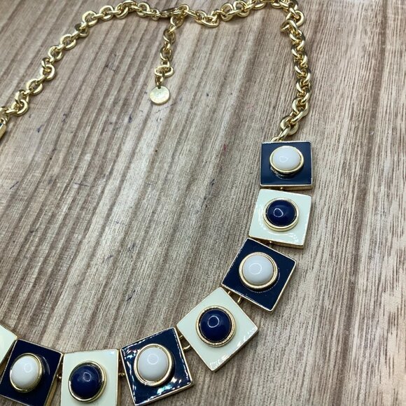 Talbots Navy & Cream Geometric Style Necklace - Picture 8 of 8
